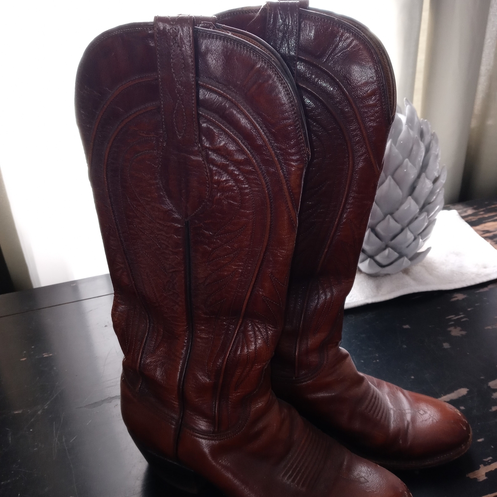 Lucchese Brown Leather Cowboy Boots